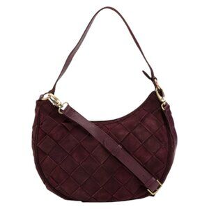 MADE IN INDIA Suede Crescent Shoulder Bag
